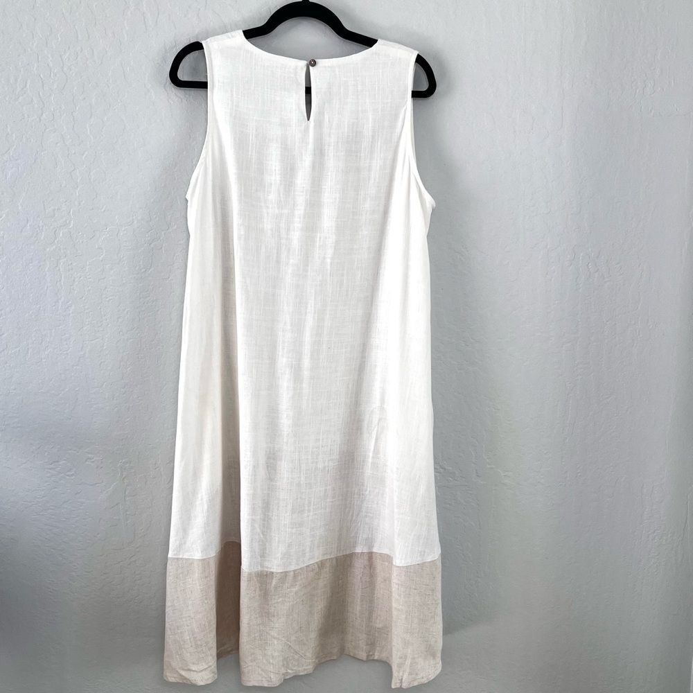 Label of Love Australia Linen Blend Dress L | Lagenlook Boho Coastal Midi Tank - Picture 8 of 9